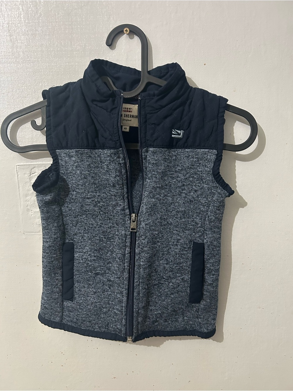 Ben Sherman Navy and Heather Gray Quilted Yoke Kids Vest